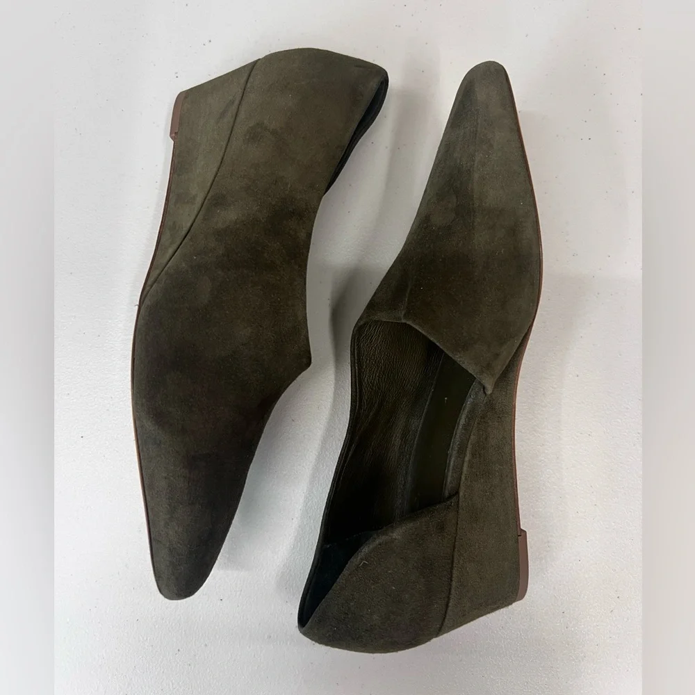 Vince New Barolo‎ Olive Green Suede Wedge Heels Size 10